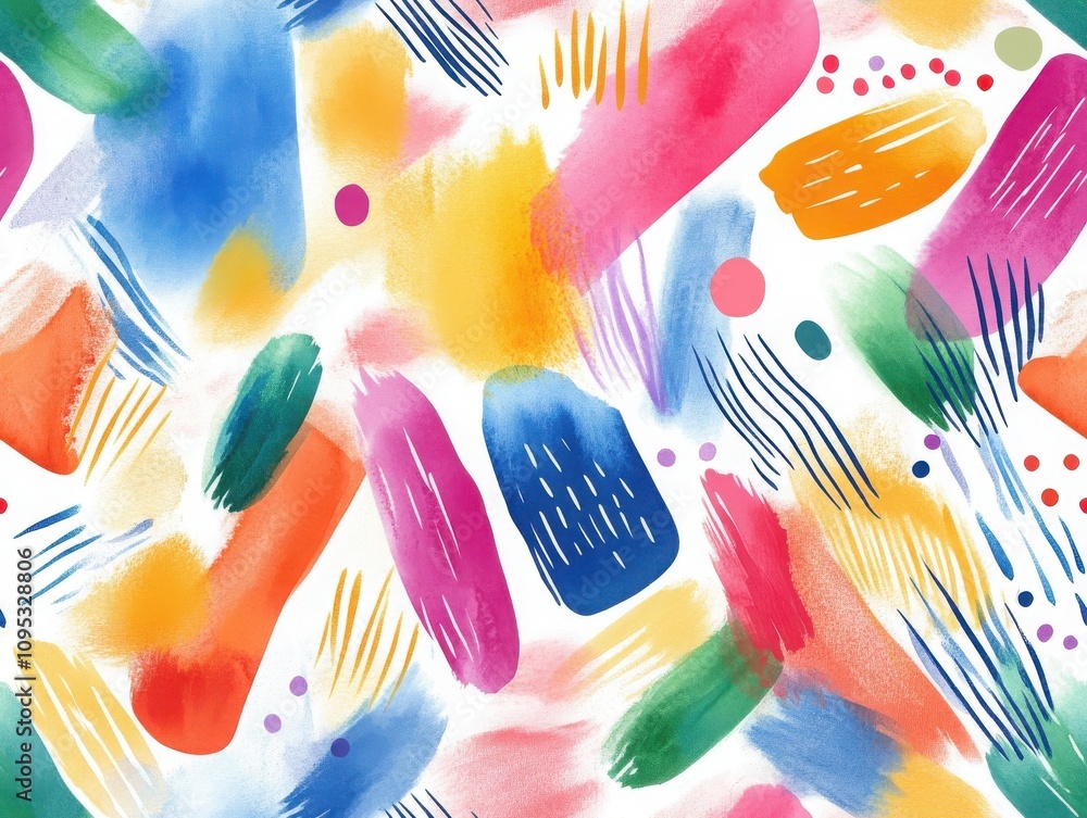 Aufkleber vibrant seamless pattern brushstroke concept. a vibrant watercolor pattern featuring bold colors and