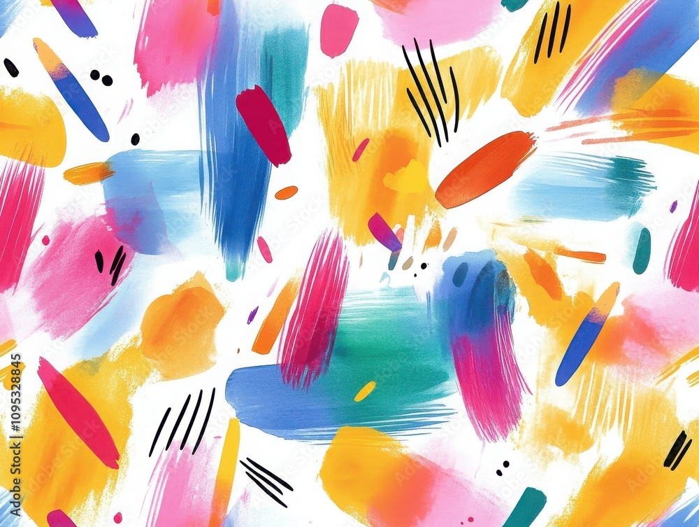 Poster vibrant seamless pattern brushstroke concept. a vibrant abstract design featuring colorful brush str
