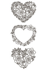 Hand-Drawn Romantic Floral Heart, Botanical Heart-Shaped Frame, Vector Illustration.