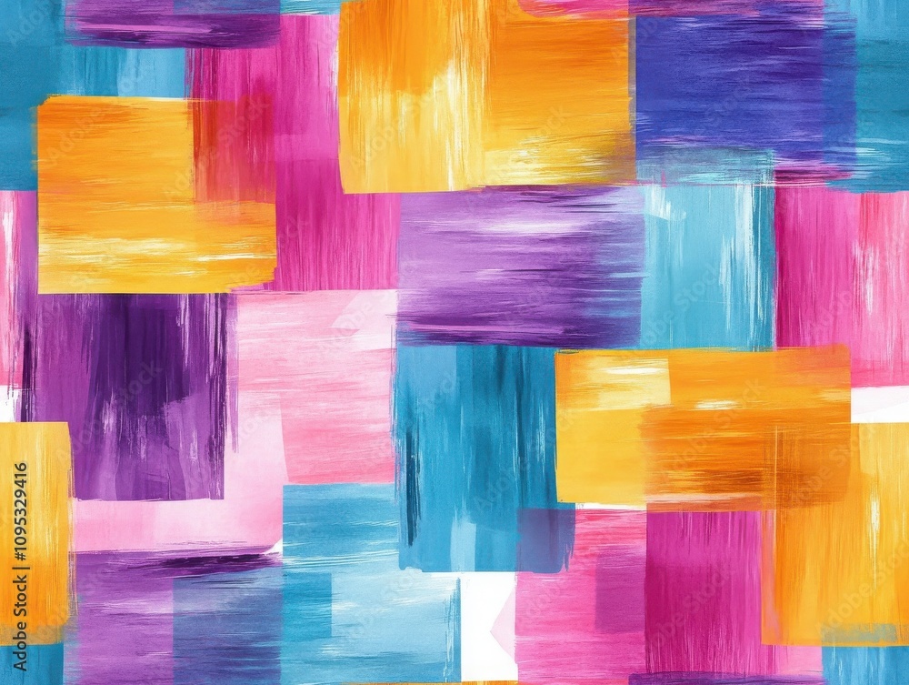 Poster vibrant seamless pattern brushstroke concept.a vibrant abstract painting featuring colorful blocks i