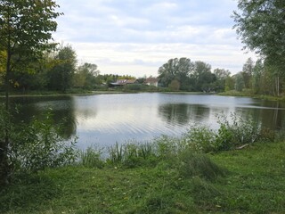 view of the quiet autumn pond