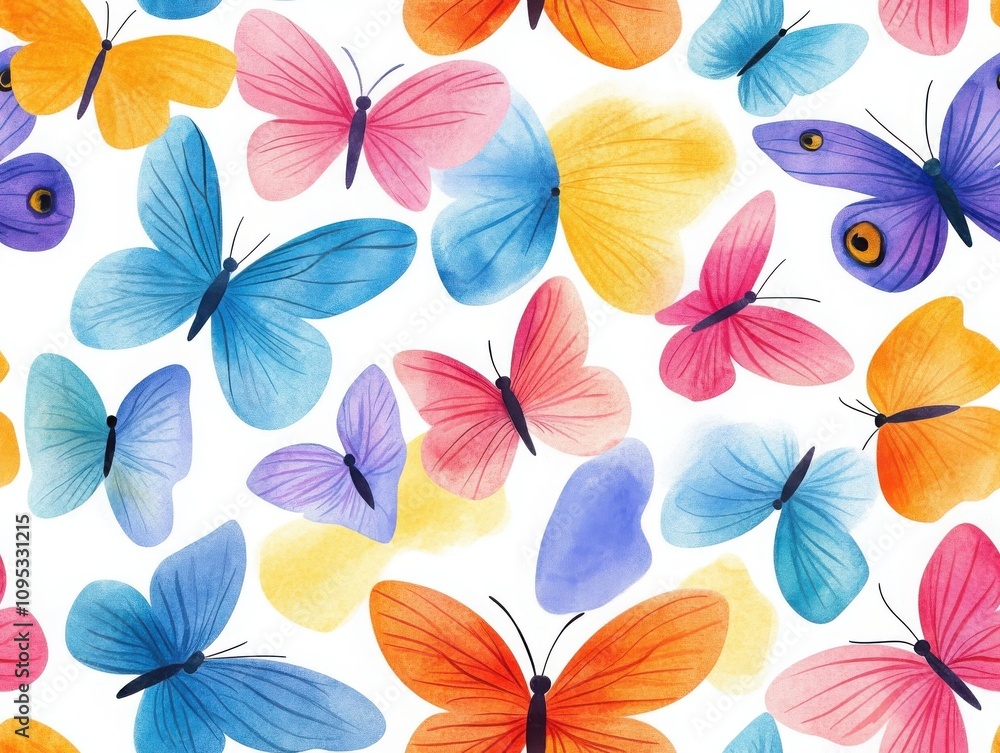Aufkleber vibrant seamless pattern brushstroke concept. a vibrant array of colorful butterflies in various siz