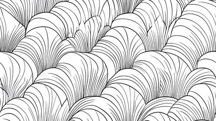 A black and white drawing of a wave with a lot of detail