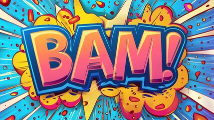 Comic speech bubble in pop art style saying "OUCH!" with a dynamic, action-packed background in vector illustration