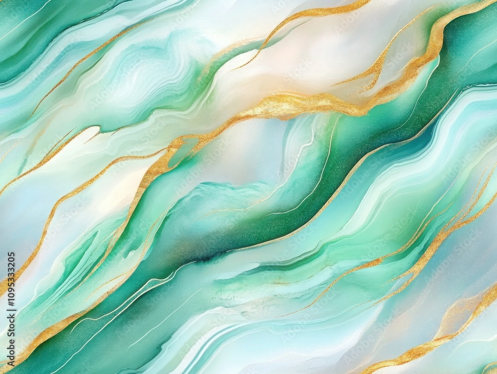 Poster vibrant seamless pattern brushstroke concept. a flowing abstract design featuring soft teal and whit