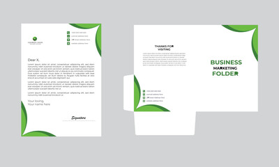 Modern simple brand identity design such as letterhead and file folder template layout for print
