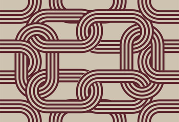 Retro striped circle seamless pattern in 60s, 70s style. Abstract round vintage design element. Sunset or rainbow graphic. Poster, banner, wallpaper. Vector illustration.