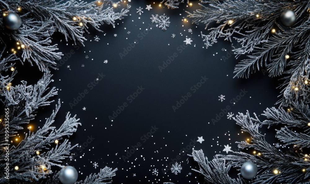 Poster a black background with a snowflake pattern and a white snowflake