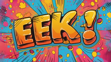 Comic speech bubble in pop art style saying "OUCH!" with a dynamic, action-packed background in vector illustration