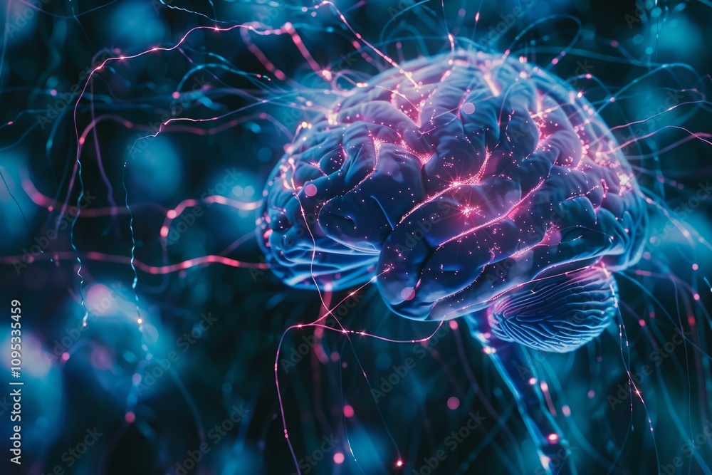 Poster artificial intelligence, neural network and synapses sending and receiving information