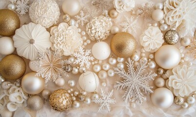 Obraz premium A white background with many gold and white ornaments