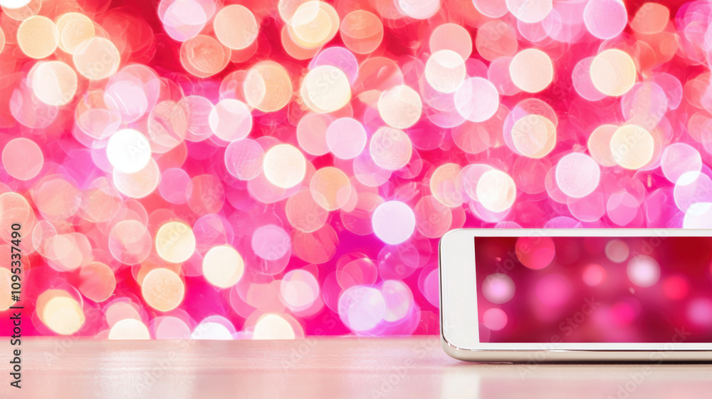 Poster interactive mobile registration screen displayed on a vibrant bokeh background for user engagement i