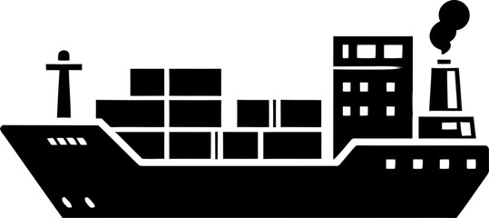 Fototapeta premium Silhouette of a cargo ship icon with a white background vector illustration