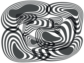 Black and White Line Wave Abstract Shapes