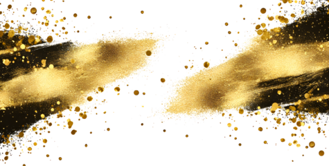 Gold sparkle splatter border golden luxury abstract foil frame. Gold Foil Frame Gold stroke on transparent background.