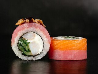 Asian sushi rolls. menu for delivery