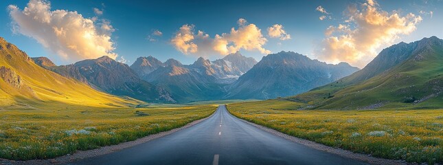 Panoramic view of the incomprehensible mountain range with awe-inspiring peaks.