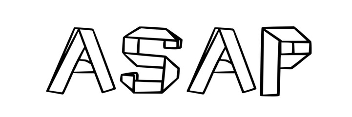 asap in doodle origami style on transparency background