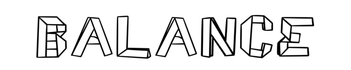 balance in doodle origami style on transparency background
