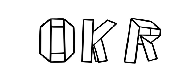OKR in doodle origami style on transparency background