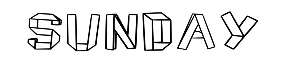 sunday in doodle origami style on transparency background