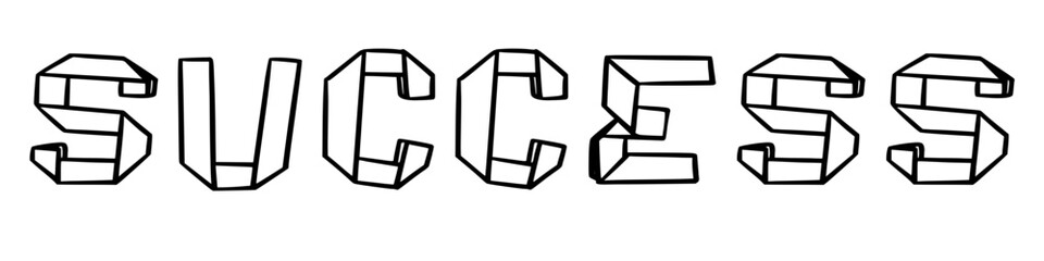 success in doodle origami style on transparency background