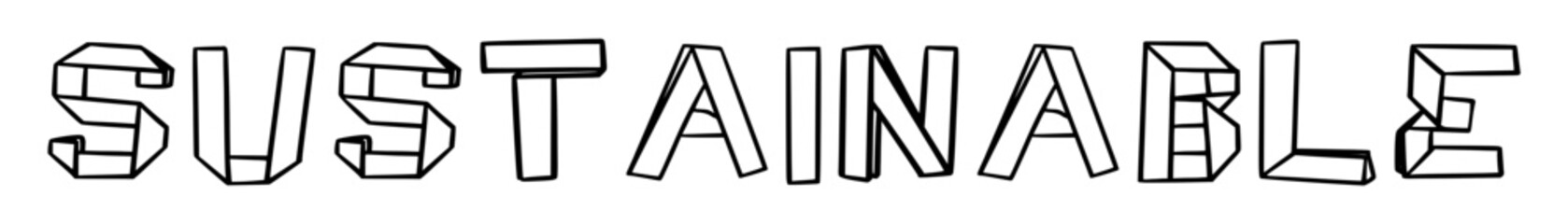 sustainable in doodle origami style on transparency background