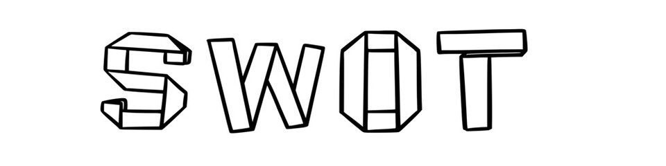 SWOT in doodle origami style on transparency background
