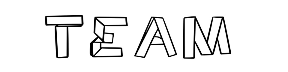 team in doodle origami style on transparency background