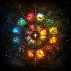 Fototapeta premium A celestial-themed journal open to a handwritten horoscope reading