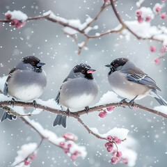 Dark-eyed-junco know as the "snowbird' often seen hopping on the ground in snowy areas.