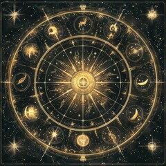 Naklejka premium A celestial-themed journal open to a handwritten horoscope reading