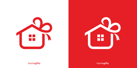 Creative Home Gifts Logo. Home, House and Gift Box Icon Graphic. House Gift Logo, Icon, SYmbol, Vector, Design Template.