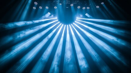 Obraz premium Stage Lighting Beams Illuminate Dark Concert Venue
