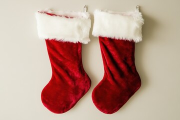 Red Velvet Christmas Stockings with White Fur Trim