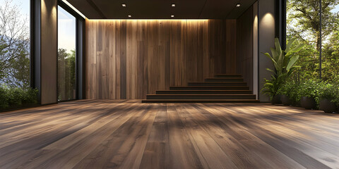 Wooden interior design concept with laminate flooring for construction projects. high quality image