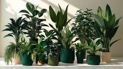 Set of indoor plants, 3d view 01