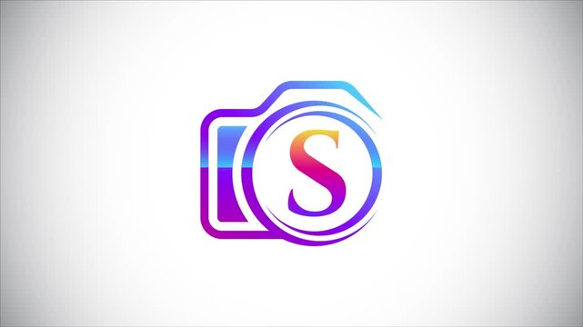 Dynamic Camera Logo Animation with S Letter Reveal: Modern Photography Brand Opener