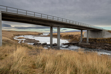 Laxa bridge across a river, west Iceland