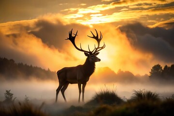 deer at sunset, generative ai, ai generated