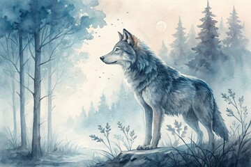 wolf in winter, generative ai, ai generated