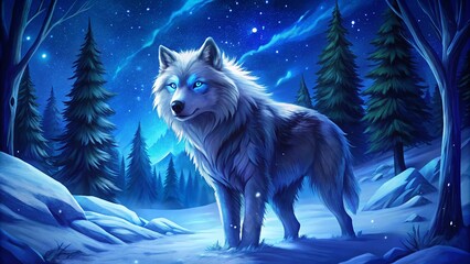 wolf in winter forest, generative ai, ai generated