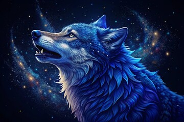 wolf howling at night, generative ai, ai generated