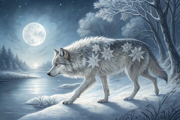 wolf in the snow, generative ai, ai generated