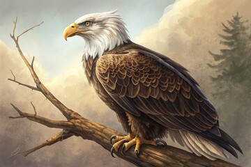 eagle on a branch, generative ai, ai generated