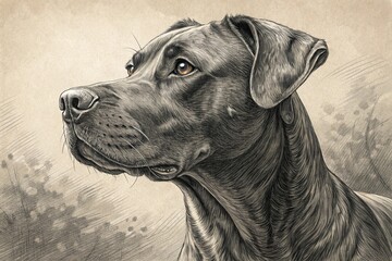 portrait of a black dog, generative ai, ai generated