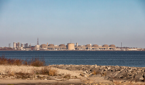 A nuclear power plant is seen on the north shore of Lake Ontario just east of Toronto, Canada. The generating station is one of the world's oldest nuclear power stations...