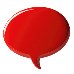 Empty red volumetric round speech bubble isolated on white background and transparent background. PNG.