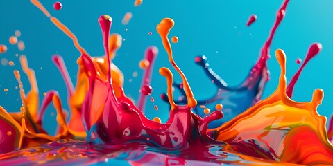Colorful splashes of paint creating a vibrant and abstract HD wallpaper