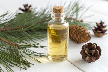 aromatherapy with pine oil on a white background